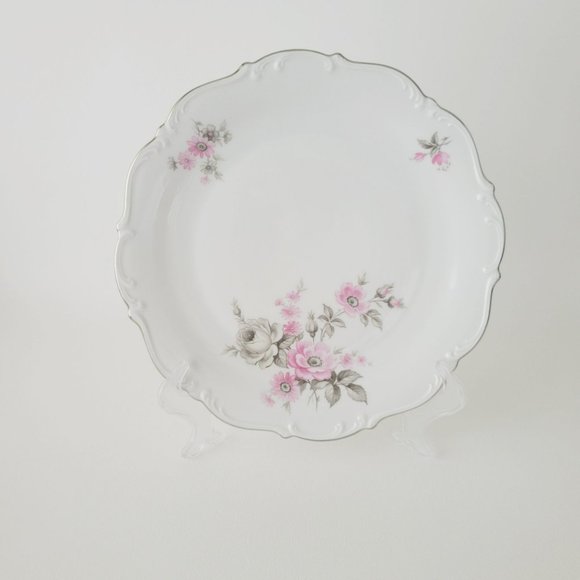 Tirschenreuth Picardy Elegant Pink & Silver Floral Dinner Plate, Bavaria Germany - Picture 1 of 9